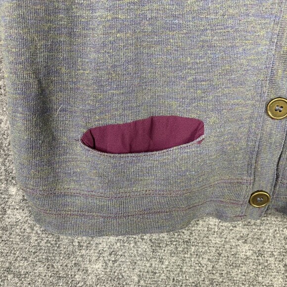 Love Tree Cardigan Sweater Women S Gray W/Semi Sheer Back 4 Button Long Sleeve - Picture 3 of 11